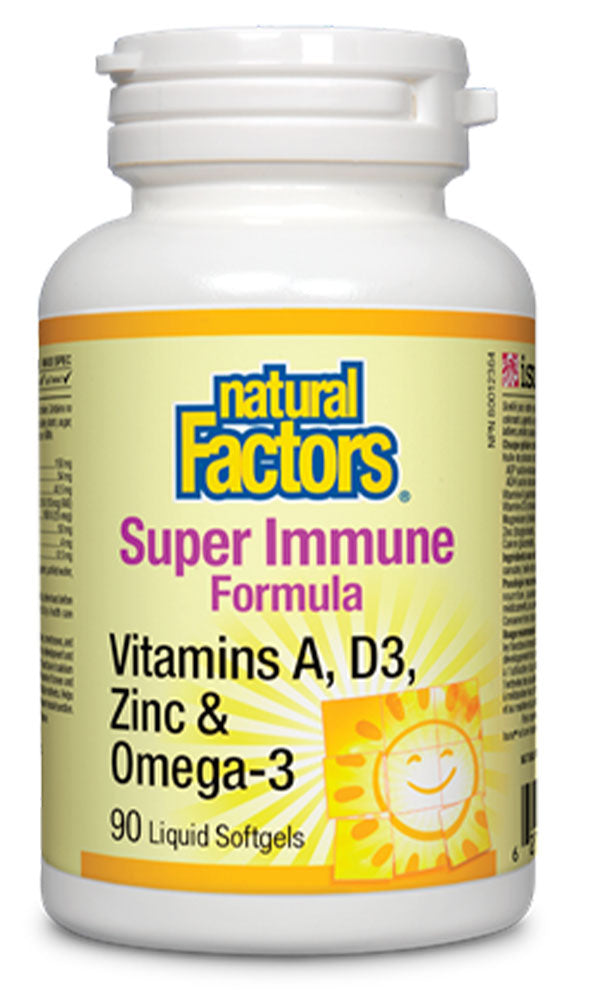 NATURAL FACTORS Super Immune Formula Vitamins A, D3, Zinc & Omega-3 (90 sgels)