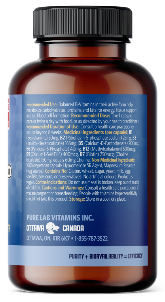 PURE LAB VITAMINS Bioactive B Complex Slow Release (60 veg caps)