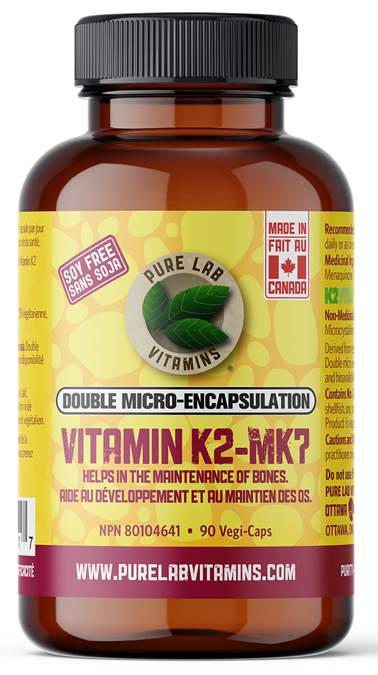Bottle of Pure Lab Vitamins Vitamin K2-MK7 on a white background