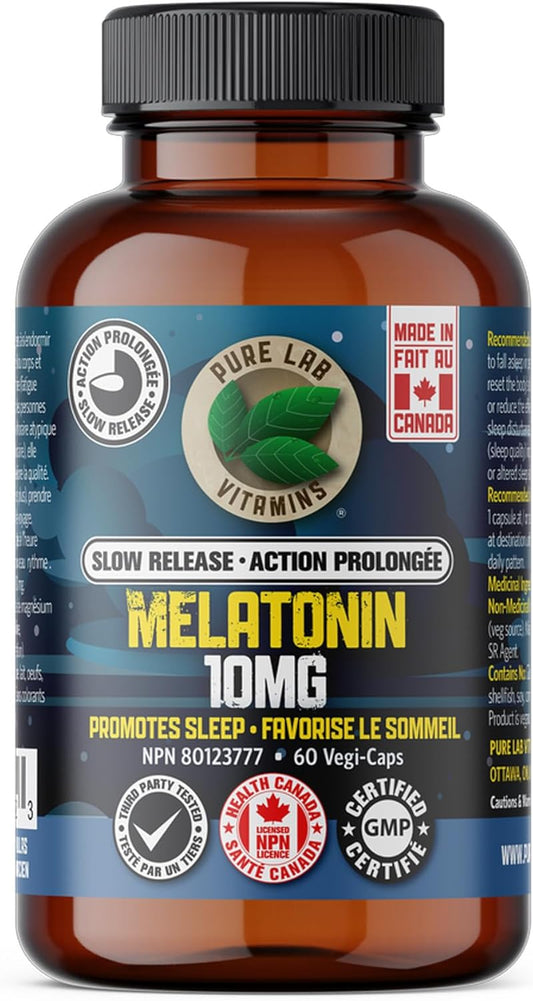 PURE LAB VITAMINS Melatonin Slow Release (10 mg - 60 veg caps)