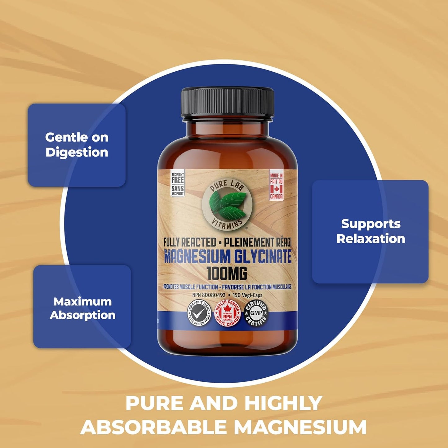 PURE LAB VITAMINS Magnesium Glycinate 100 mg Excipient Free