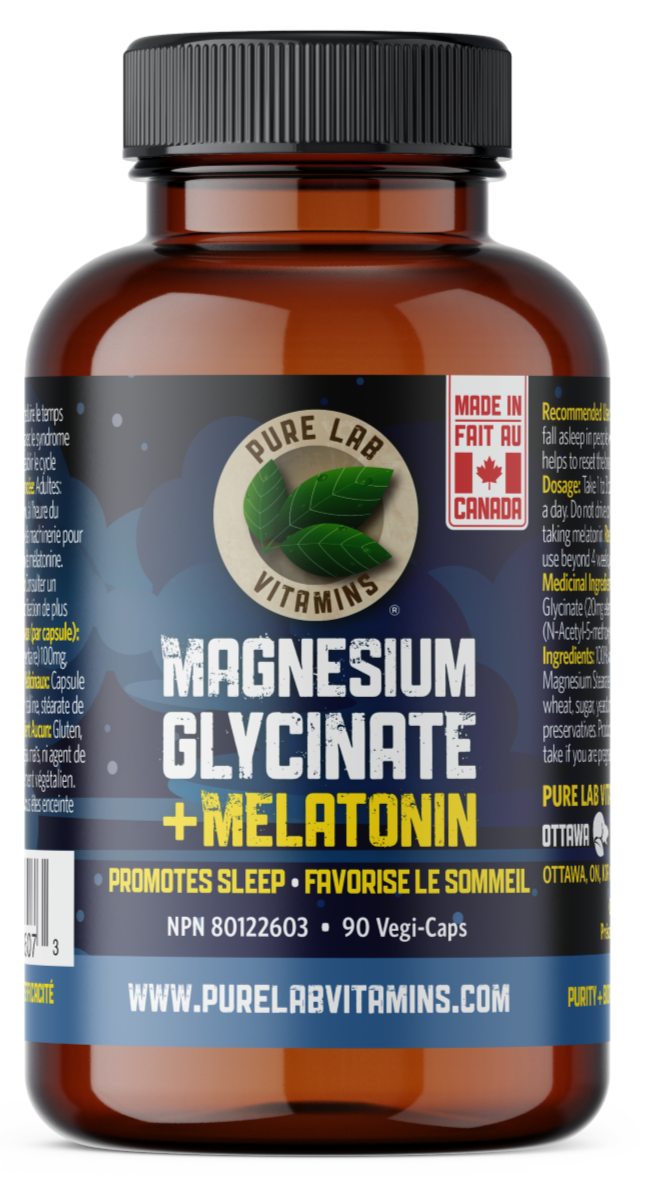 PURE LAB VITAMINS Magnesium Glycinate + Melatonin (90 veg caps