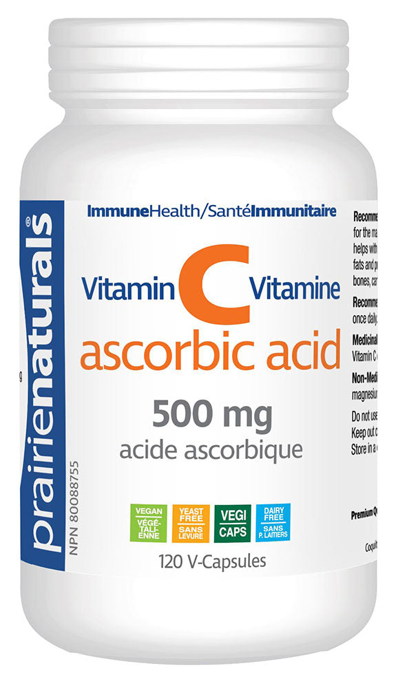 PRAIRIE NATURALS Vitamin C 500mg Ascorbic Acid (120 veg caps)